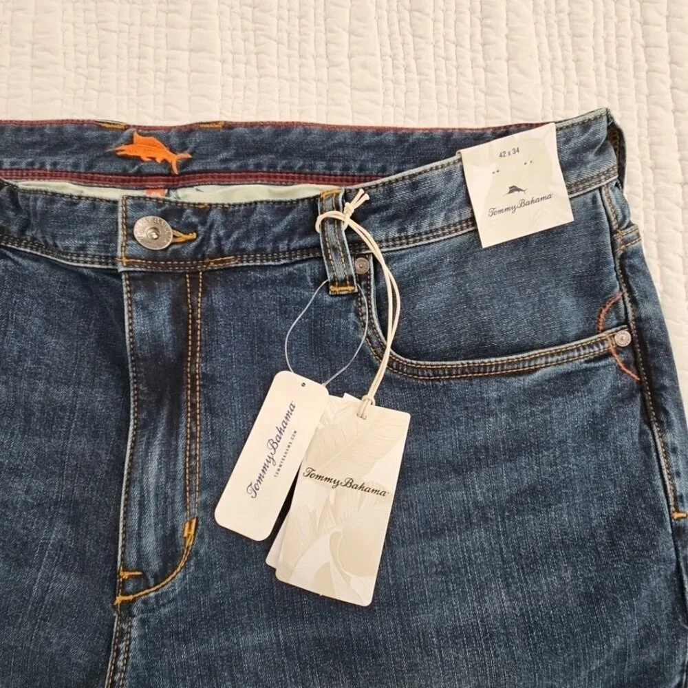 NWT Tommy Bahama Sand Drifter Jeans Men's 42x34 Dark Wash New Stretch‎ Straight